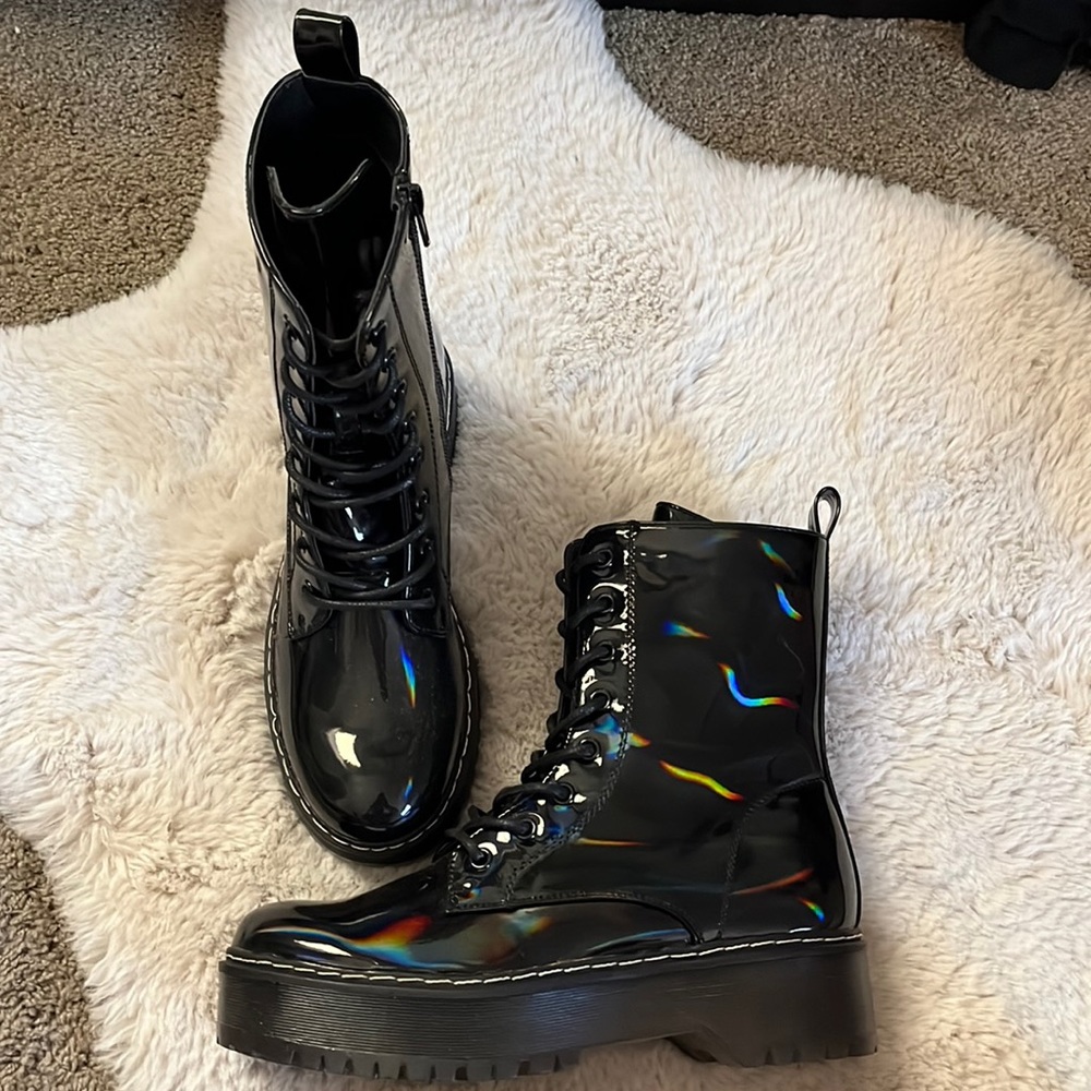 Black combat boots